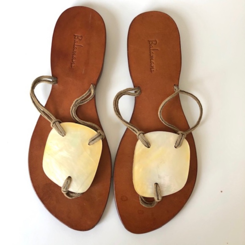 Balamani Shell, Suede and Leather Sandals
